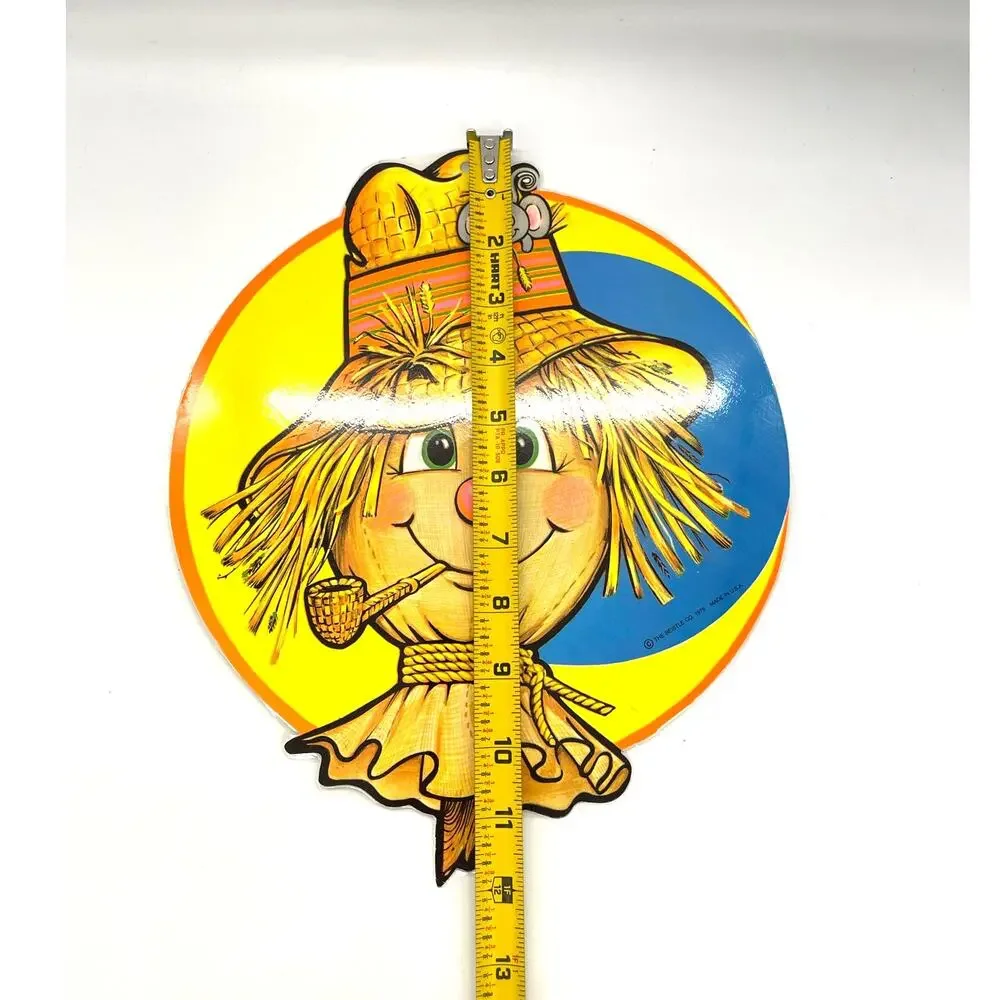 Vintage Beistle USA Halloween Die Cut Scarecrow Decoration Single Side 12